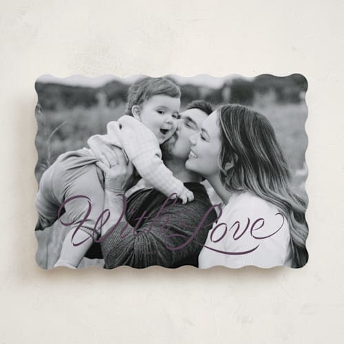 This is a plum valentines day with standard by Lea Delaveris called ribbon script printing on recycled smooth signature in standard