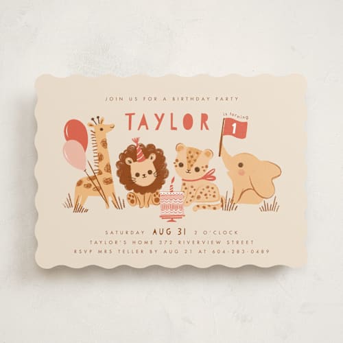 This is a poppy kids birthday invitations with standard by Vivian Yiwing called it's a party printing on signature in standard