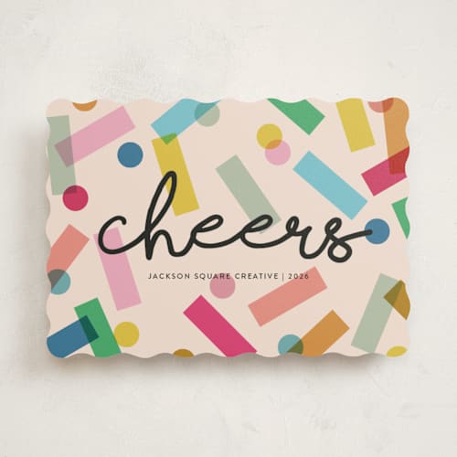 This is a rainbow business holiday cards with standard by Morgan Kendall called confetti printing on signature in standard