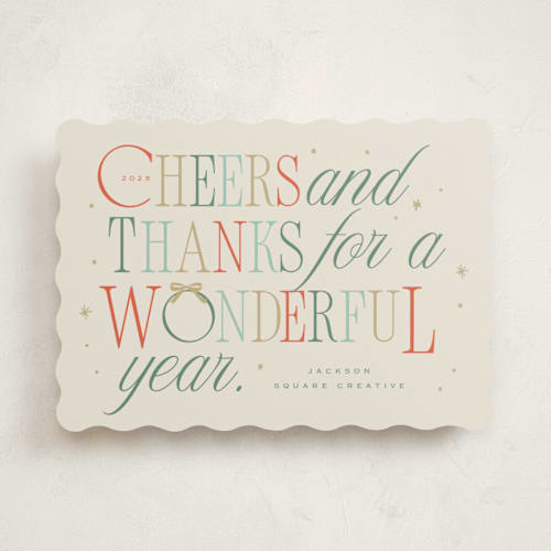 This is a taffy business holiday cards with standard by Hannah Williams called colorful cheers printing on signature in standard