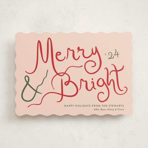 This is a candied grapefruit non photo holiday cards with standard by Megan Davis called winter bright printing on signature in standard