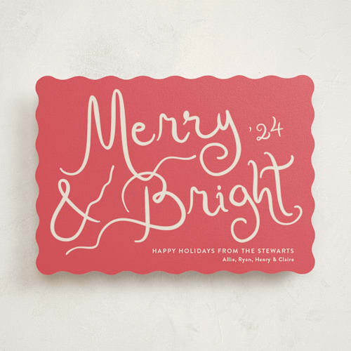 This is a peppermint non photo holiday cards with standard by Megan Davis called winter bright printing on signature in standard