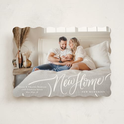 This is a cozy moving announcements with standard by Erin German called a new home for the holidays printing on signature in standard