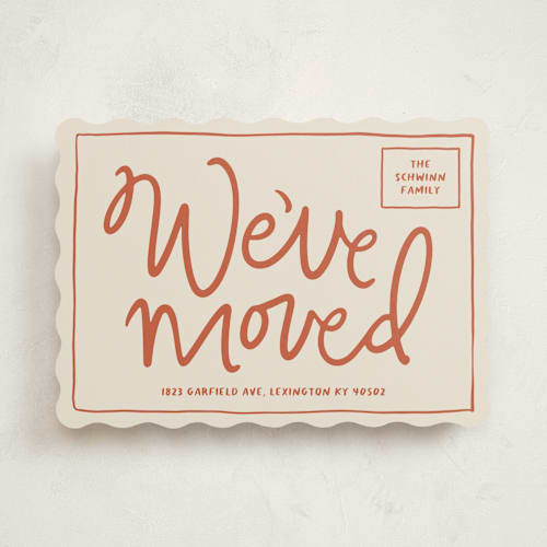 This is a tomato moving announcements with standard by Inkblot Design called sealed and delivered printing on signature in standard