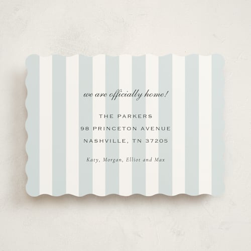 This is a sky moving announcements with standard by Sara Hicks Malone called stripe move printing on signature in standard