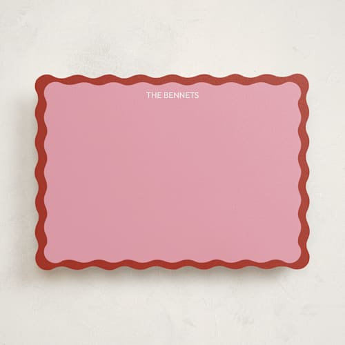 This is a raspberry personalized stationery thank you cards with standard by Helena Vitto called color wave printing on signature in 5x7