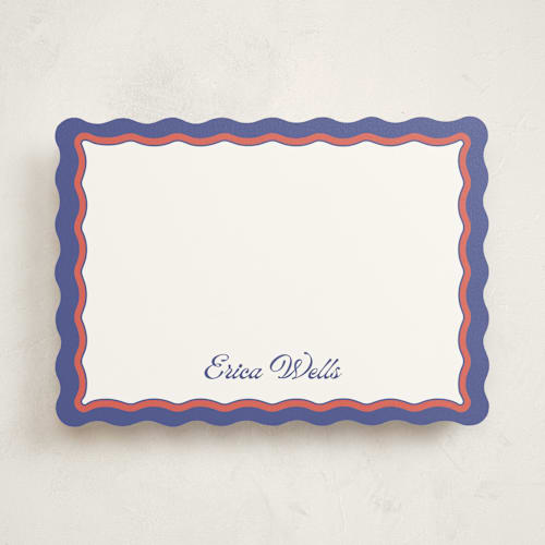 This is a ocean personalized stationery thank you cards with standard by Becky Nimoy called wavy two tone printing on signature in 5x7