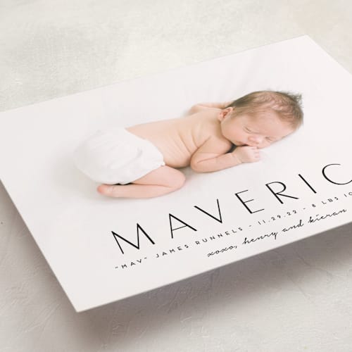 This is a ebony grand birth announcements with standard by Kaydi Bishop called straight forward printing on recycled smooth signature in grand