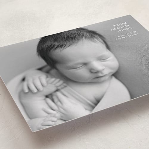 This is a cloud grand birth announcements with standard by Kristin Oliversen called simple details printing on recycled smooth signature in grand