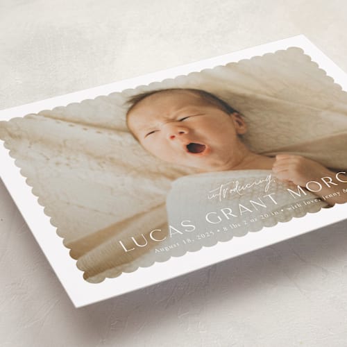 This is a icing grand birth announcements with standard by Yaling Hou Suzuki called first glimpse printing on smooth signature in grand
