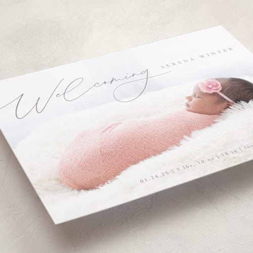 This is a gravel grand birth announcements with standard by Olivia Raufman called delightful welcome printing on recycled smooth signature in grand