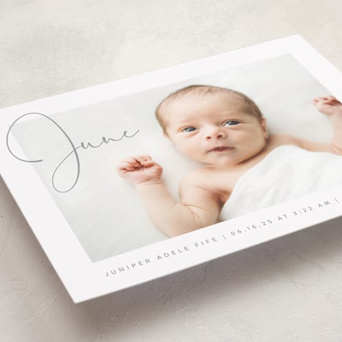 This is a storm grand birth announcements with standard by Olivia Raufman called chic introduction printing on recycled smooth signature in grand