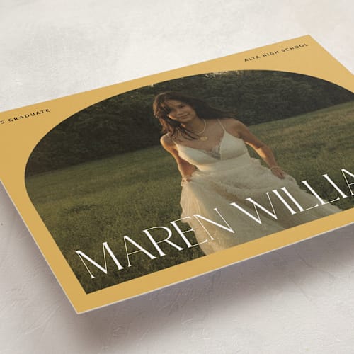 This is a sunshine graduation announcements with standard by Robert and Stella called in vogue printing on recycled smooth signature in grand