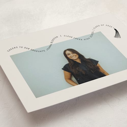 This is a nero graduation announcements with standard by Pati Cascino called celebra printing on recycled smooth signature in grand
