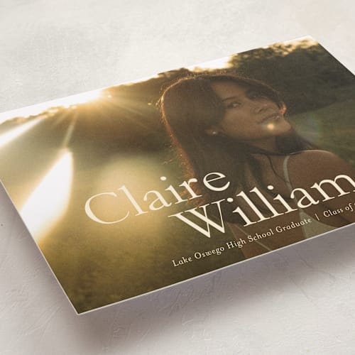 This is a milk graduation announcements with standard by Ani Somi called california printing on recycled smooth signature in grand