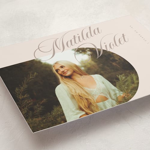 This is a almond graduation announcements with standard by Morgan Kendall called modern curves printing on recycled smooth signature in grand