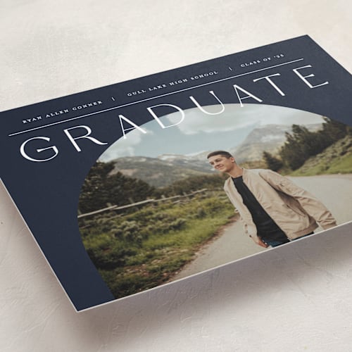 This is a twilight graduation announcements with standard by Pixel and Hank called vision printing on recycled smooth signature in grand