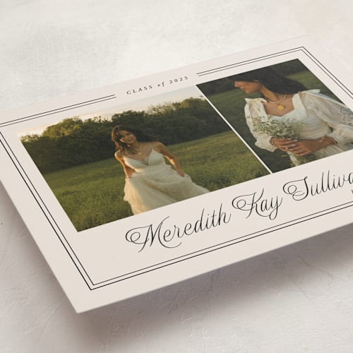 This is a almond graduation announcements with standard by Brianne Larsen called timeless border printing on recycled smooth signature in grand