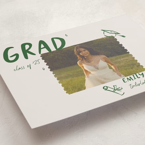 This is a avocado graduation announcements with standard by Vera Lim called playful printing on recycled smooth signature in grand