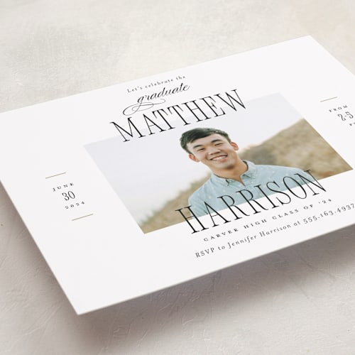 This is a tuxedo graduation invitations with standard by Pink House Press called posh party printing on recycled smooth signature in grand