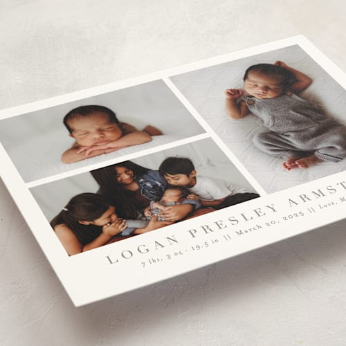 This is a fawn grand birth announcements with standard by Megan Davis called menil printing on signature in grand