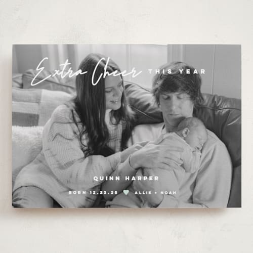 This is a snow babys first christmas with standard by fatfatin called extra cheer printing on recycled smooth signature in grand