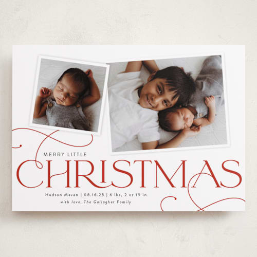 This is a cherry babys first christmas with standard by Sarah Brown called little addition printing on recycled smooth signature in grand
