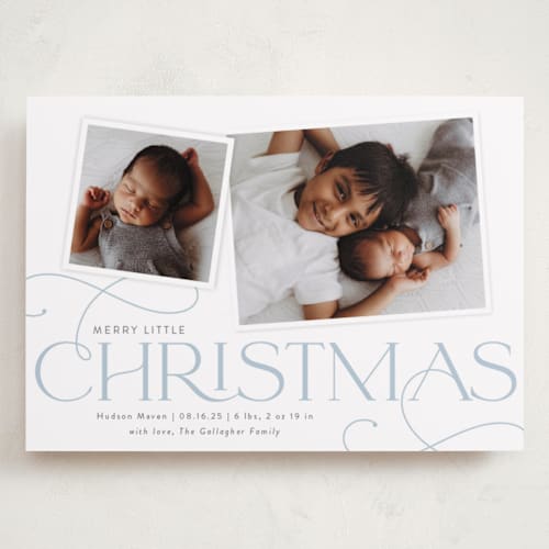 This is a powder babys first christmas with standard by Sarah Brown called little addition printing on recycled smooth signature in grand