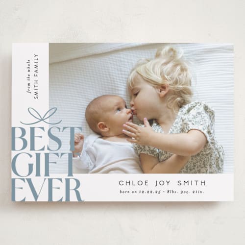 This is a frost babys first christmas with standard by Alethea and Ruth called best gift ever bow printing on recycled smooth signature in grand