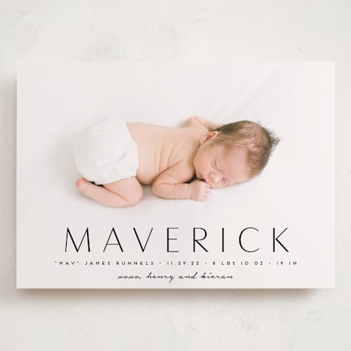 This is a ebony grand birth announcements with standard by Kaydi Bishop called straight forward printing on recycled smooth signature in grand