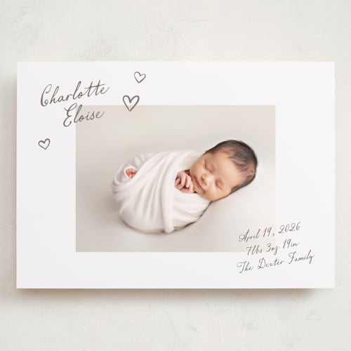 This is a sand grand birth announcements with standard by Pixel and Hank called written printing on smooth signature in grand