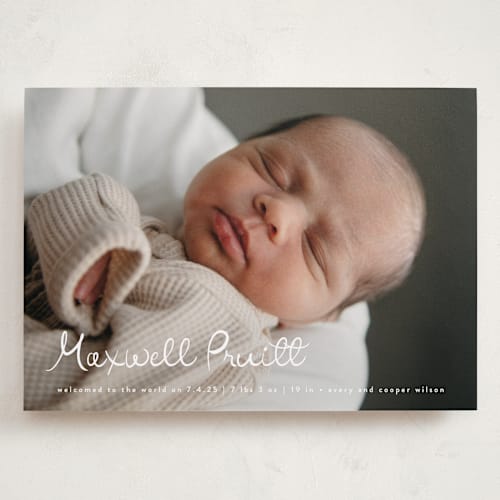 This is a snow grand birth announcements with standard by Lauren Chism called written whimsy printing on smooth signature in grand