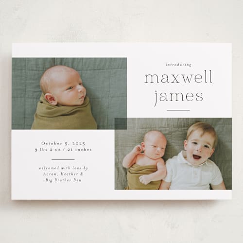 This is a galaxy grand birth announcements with standard by Emily Betts called handsome two printing on smooth signature in grand