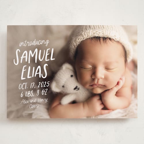 This is a cloud grand birth announcements with standard by Lea Delaveris called all write printing on smooth signature in grand