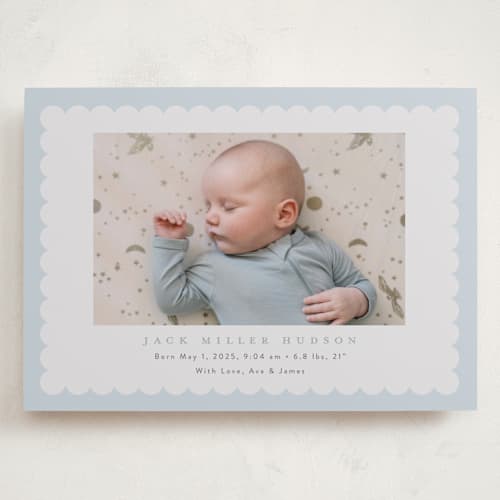 This is a sky grand birth announcements with standard by Nicoletta Savod called charmed printing on smooth signature in grand