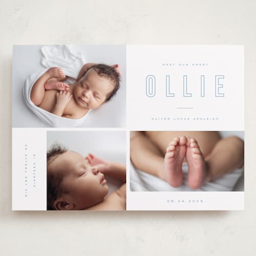 This is a sky grand birth announcements with standard by Kristie Kern called sweet gallery printing on smooth signature in grand