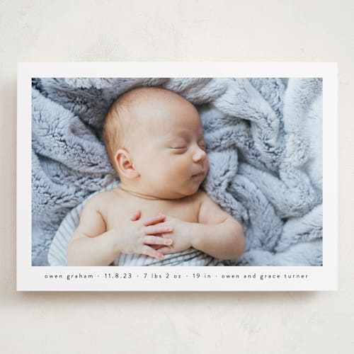 This is a onyx grand birth announcements with standard by Lauren Chism called basic printing on recycled smooth signature in grand