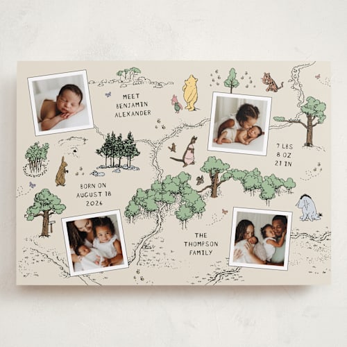 This is a natural grand birth announcements with standard by Heather Schertzer called hundred acre wood printing on recycled smooth signature in grand