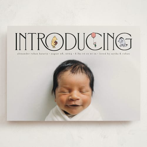 This is a ink grand birth announcements with standard by Heather Schertzer called silly old bear printing on recycled smooth signature in grand