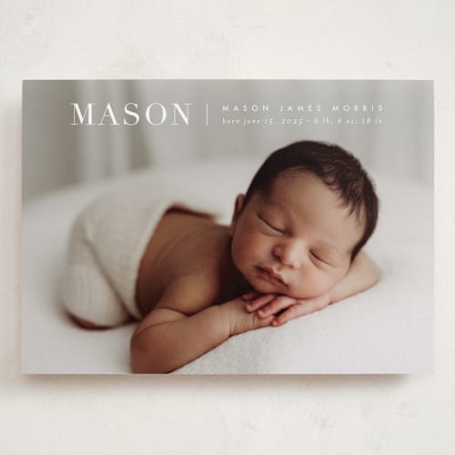 This is a snow grand birth announcements with standard by Sarah Curry called simply named printing on recycled smooth signature in grand