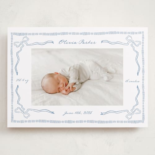 This is a sky grand birth announcements with standard by Jelena Vuletic called arabella printing on smooth signature in grand