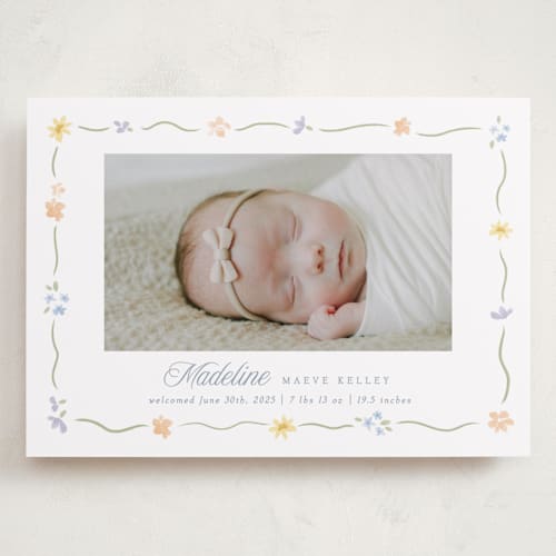 This is a bouquet grand birth announcements with standard by Robert and Stella called petite garden printing on smooth signature in grand