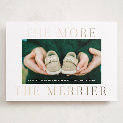 This is a pearl grand birth announcements with foil pressed by Megan Davis called merriest occasion printing on recycled smooth signature in grand