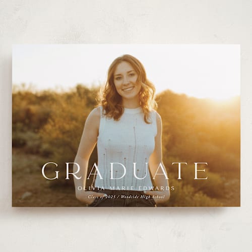 This is a snow graduation announcements with standard by Yaling Hou Suzuki called next adventure printing on recycled smooth signature in grand