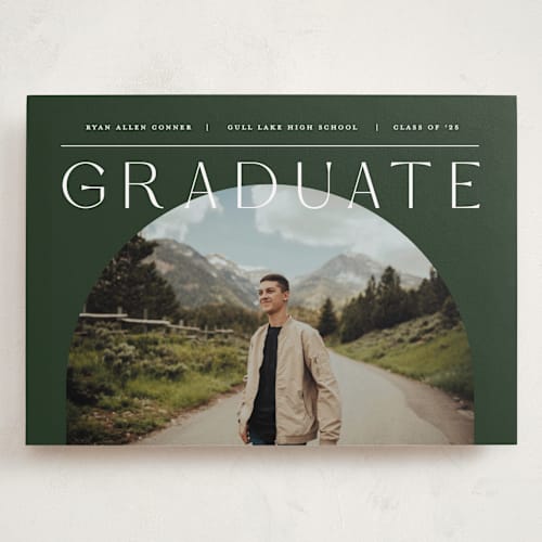 This is a evergreen graduation announcements with standard by Pixel and Hank called vision printing on recycled smooth signature in grand