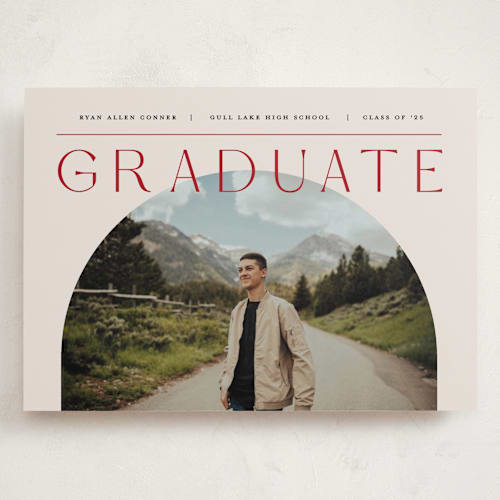 This is a cherry graduation announcements with standard by Pixel and Hank called vision printing on recycled smooth signature in grand