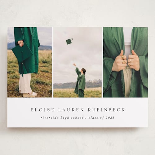 This is a cotton graduation announcements with standard by Morgan Kendall called carousel printing on recycled smooth signature in grand