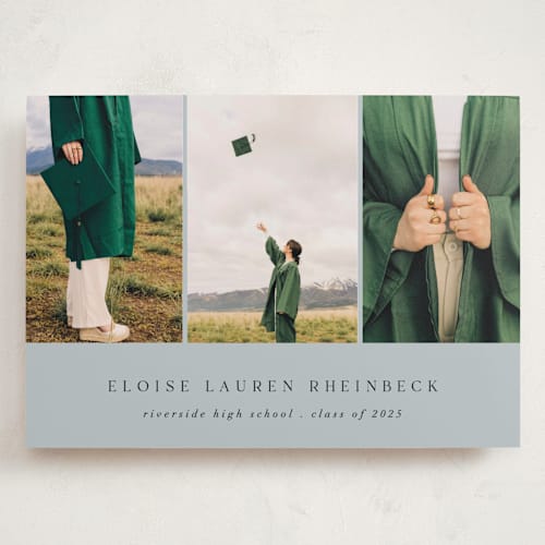 This is a sea graduation announcements with standard by Morgan Kendall called carousel printing on recycled smooth signature in grand