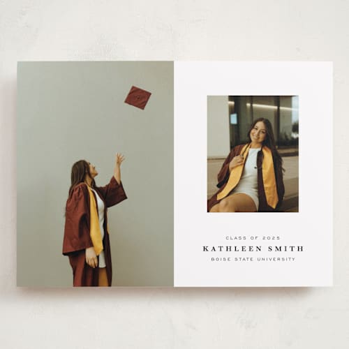 This is a salt graduation announcements with standard by Joyce Pinheiro called go far printing on recycled smooth signature in grand