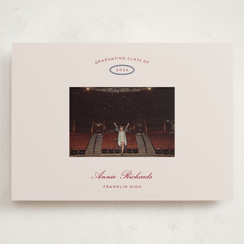 This is a sand graduation announcements with standard by Rachel Cassel called the single photo printing on recycled smooth signature in grand